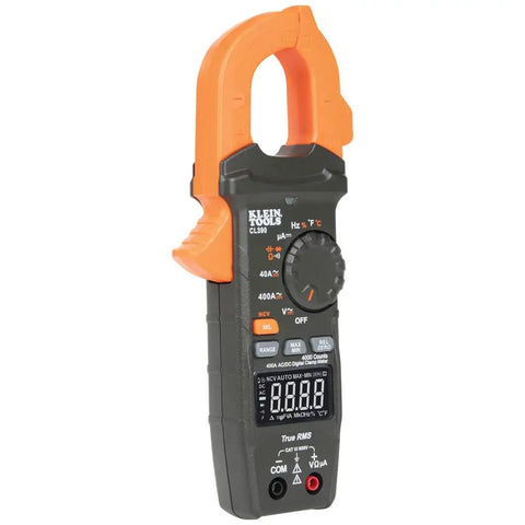 Pro Grade AC DC Digital Clamp Meter With Auto Ranging 400 Amp Capacity Non Contact Voltage Tester Hi Vis LCD TRMS Readouts