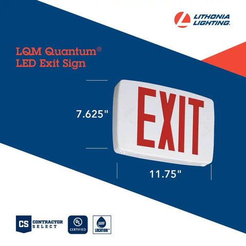 Led Emergency Exit Sign With Double Sided Capability Thermoplastic White Housing Red Letters NiCad Battery Backup Easy Mount For Hallways And Exits Energy Efficient No Fuss Quick Install Great For Commercial Spaces
