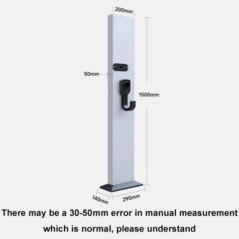 Heavy Duty Free Standing EV Charger Box Water Resistant Aluminum Alloy Cord Holder dimensions shown, 1500mm height, 200mm width.