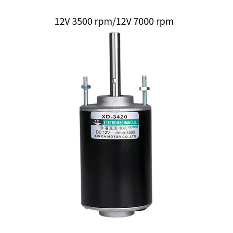 Quiet Space Saving Permanent Magnet DC Motor For DIY Projects 24V 7000 RPM Mini Electric Motor, metal body front view