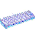 Premium Mechanical Gaming Keyboard With RGB Rainbow Backlighting And Super Snappy Red Switches Built Into A Sleek White Tenkeyless Layout