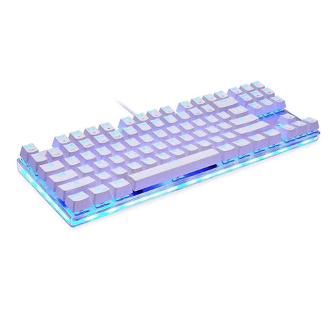Premium Mechanical Gaming Keyboard With RGB Rainbow Backlighting And Super Snappy Red Switches Built Into A Sleek White Tenkeyless Layout