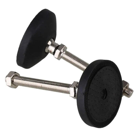 Top Tier Adjustable Furniture Leveling Feet With Universal Joint Nylon Glide Pads and M12 X 100mm Threaded Stems, black pads and silver stems