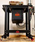 Heavy Duty Steel Caster Set For Router Tables, Workbenches, Cabinets And Tool Stands With 800 LB Capacity, visible under table