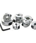 Drill Bit Depth Stop Collar Pro Grade Kit with carbon steel limit rings and 3mm Allen wrench, eight sizes visible for precise drilling.
