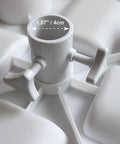 Close-up of adjustable clamp on 13 Inch Beach Umbrella Table Tray with Cup Holders, showing pole fitment from 0.98 to 1.5 inches.