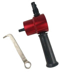 Double Head Sheet Nibbler And Metal Cutter Drill Attachment with Wrench, showing ergonomic handle and metal construction.
