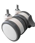 Rock Solid Heavy Duty Castor Wheels Four Pack Swivel Caster Set with gray rubber wheel and safety brake for quiet glide.
