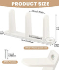 Diagram showing product dimensions for 4 Pack Universal Closet Door Floor Guide Kit For One Three Eighths Inch Thick Doors ABS Sliding Door Bottom Guide White Durable Plastic Rail System With Eight Screws For Easy Installation.