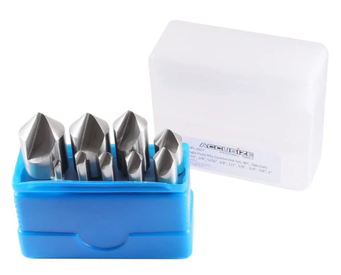 Nine Piece HSS Countersink Set, Precision Ground 90 Degree Flutes In A Durable Case, Pro Grade Countersink Bits For Wood And Metal