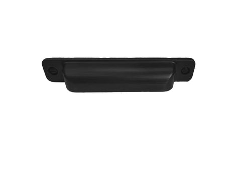 Front view of 128Mm Matte Black Cup Pull Cabinet Handle for Modern Industrial Kitchen and Bath Single Drawer Pull Built Tough Solid Zinc