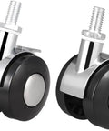 Heavy Duty 2 Inch Swivel Furniture Casters With Locking Brake M8 Threaded Stem, black and chrome roller wheels