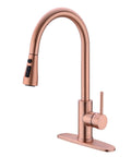 Copper Rose Gold Kitchen Faucet For Deck Mount With Three Way Spray Pause Setting Lead Free 304 Stainless Steel Single Handle Easy Installation Durable Finish And Quick Water Flow