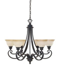 Barcelona 6-Light Chandelier in Natural Iron Finish with Ochre Glass and Classic Rustic Ceiling Light Fixture, 30.75 by 27.5 Inches