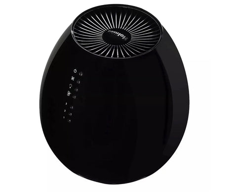 Compact Small Room HEPA Type Air Purifier With 360 Degree Intake For Up To 112 Sq Ft Black Finish standing on surface