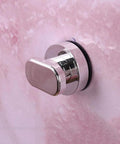 Glass Handle With Suction Cup No Holes Needed For Bathroom Cabinets Sliding Doors And Shower Areas Installed on Pink Wall