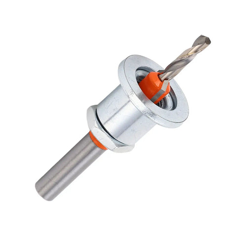 Heavy Duty Adjustable Depth Countersink Drill Bit With Slick Flute Design For Woodworking And Metal Drilling Makes Screw Setup A Total Breeze, showing a close-up view of the drill bit with a metal design.