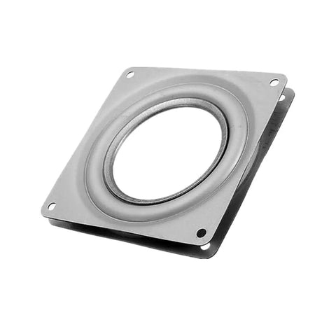Top Rated Galvanized Steel Square Lazy Susan Turntable Plates With Hella Sturdy Ball Bearing Swivel That Glides Like Butter For Kitchen Cabinets And Desk Organizers Supports Up To Three Hundred Pounds - close-up of a galvanized steel plate.