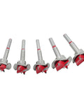 5-piece wood hole saw drill bit set with adjustable tungsten carbide tips, 15–35 mm, for wood, plastic and plywood