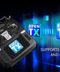 TX16S Mark II 2.4GHz 16 Channel EdgeTX Radio Transmitter Mode 2 with 4 in 1 Hall Gimbals and 4.3 Inch IPS Display showing firmware support.