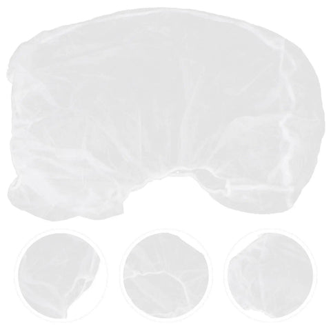 50 Pack White Disposable Nonwoven Space Hood Caps For Snagging Hair Tight And Keeping Kitchens Spotless Straight Up Durable Gear designed to hold strands.