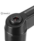 Close-up of M10 Quick Release Push Button Ratchet Lever Adjustable Clamping Handle showing hex socket for 5mm/0.2" fasteners.