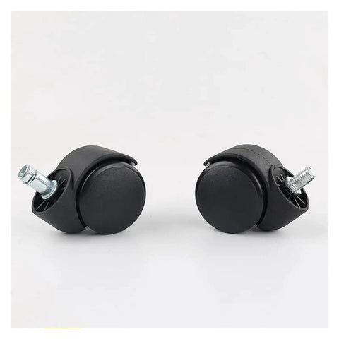 Two black Five Pack Furniture Casters, Smooth Rolling Chair Wheels With Universal Stem, Damping Rotation, Heavy Duty Swivel, Ideal For Office