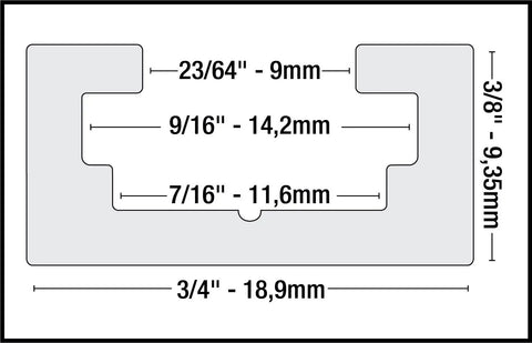 Dimensions illustration for Two Slick 24 Inch Universal T Tracks With Predrilled Holes Heavy Duty Aluminum Extrusion.
