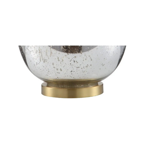 Base of Mercury Silver Glass Teardrop Table Lamp With White Linen Drum Shade For Living Room Or Bedroom Dope Glam Transitional Bedside Lighting With Brass Gold Accents And Included LED Bulb