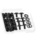 Get This Super Cool Set Of 25 Football Backplate Screws Perfect For Quick Repairs With Anti Loosening Design Nuts And Internal Locking Bushings Included In A Handy Storage Box For Any Athlete Needing Durable Gear Upgrades., black metal football backplate screw kit in clear storage box
