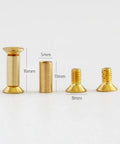 Ten Piece Brass Knife Handle Rivets Set For Five Millimeter Holes With Flat Hex Head Screws Locking Design Durable Knife Hardware