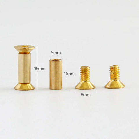 Ten Piece Brass Knife Handle Rivets Set For Five Millimeter Holes With Flat Hex Head Screws Locking Design Durable Knife Hardware