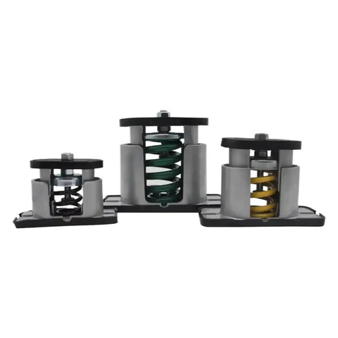 Straight Up Spring Isolation Mounts For AC Units With Heavy Duty Damping Pads, three sizes with springs, ideal for preventing vibration.