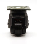 Heavy Duty Nylon Swivel Casters With Adjustable Leveling Base For Tool Carts And Work Benches Featuring Non Marking Rollers secure lock brake close-up front view