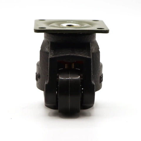 Heavy Duty Nylon Swivel Casters With Adjustable Leveling Base For Tool Carts And Work Benches Featuring Non Marking Rollers secure lock brake close-up front view