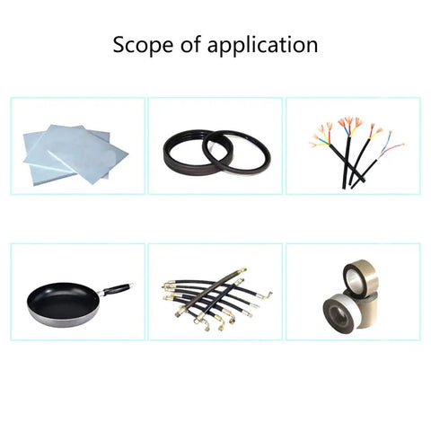Scope of application showing various tools including sheets, seals, wires, a pan, hoses, and tapes.