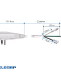 Diagram showing dimensions of LCDI Power Cord Plug for Air Conditioners With Leakage Current Detection, Beefy 7.5 Foot Heavy Duty Cable.