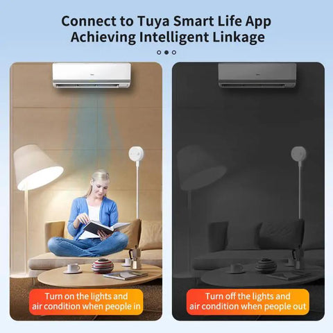 2 Pack Dope Smart Human Presence Motion Sensor With Tuya Smart Life App Control 24G Millimeter Radar Detector in living room