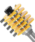 Professional Adjustable Finger Joint Router Bit With Half Inch Shank, showcasing tungsten carbide blades for clean cuts.