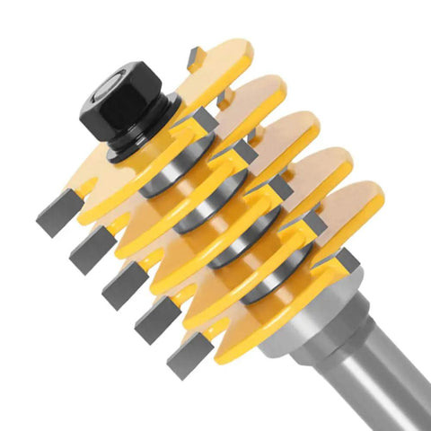 Professional Adjustable Finger Joint Router Bit With Half Inch Shank, showcasing tungsten carbide blades for clean cuts.