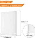 Two Pack UHMW HDPE Plastic Sheets Half Inch Thick Six By Six Inch White Marine Board for DIY Projects and Crafting