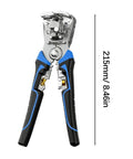 Heavy Duty Automatic Wire Stripper And Crimping Pliers with ergonomic grips, 215mm size, professional steel tool for electricians.