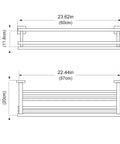 Diagram of 24 Inch Towel Tower Rack With Double Bars Brushed Nickel Finish Wall Mounted SUS304 Stainless Steel Hotel Grade Dimensions