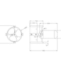 Technical drawing of 5T 3P Fully Sealed Underwater Thruster For RC Boat And ROV with CNC aluminum dimensions.
