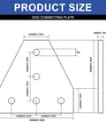 Technical drawing of 10 Pack 2020 T Plate Corner Bracket For 8020 Aluminum Extrusion T Slot Connector With dimensions and specifications