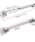100N Gas Spring Cabinet Lift Support 10 Inch Hinged Door Prop Heavy Duty Stainless Steel Set Of 2 showing dimensions and structure