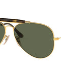 Unisex Outdoorsman II Aviator Sunglasses With Gold Frame And G Fifteen Green Lenses 62 Millimeter Size For Classic Pilot Style