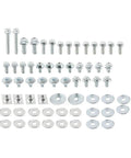 62 Pcs Carbon Steel Fasteners Bolts Washers And Nuts Kit For CR250R 1988 1996 Dirt Bike Replacement Hardware BK5075 Zinc Plated For Durability Wear Resistance And Easy Install, assorted bolts washers and nuts laid out