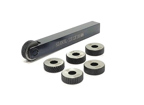Single Wheel Knurling Tool Holder With Five Spare HSS Knurls 12 By 12 By 100 mm Tool Steel Body Rust Resistant High Strength
