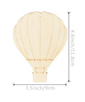 Unfinished Wooden Hot Air Balloon Cutouts With Twine, 20 Pieces, DIY Blank Ornaments showing 4.6x3.5 inches size detail